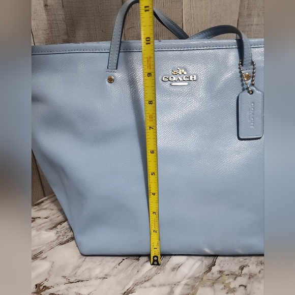 🌷Y2K Authentic Coach Street Zip Tote in Crossgrain Light Blue Leather🌸 - Picture 12 of 12